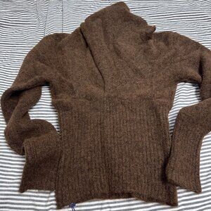 NWT Paloma Wool Fico Alpaca Brown Sweater Crossed Neckline